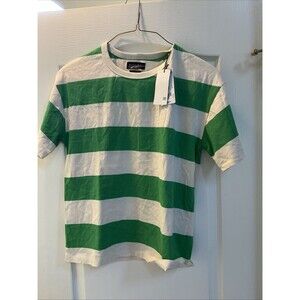 Piombo Women Green And white Crew Neck Shirt Size Large